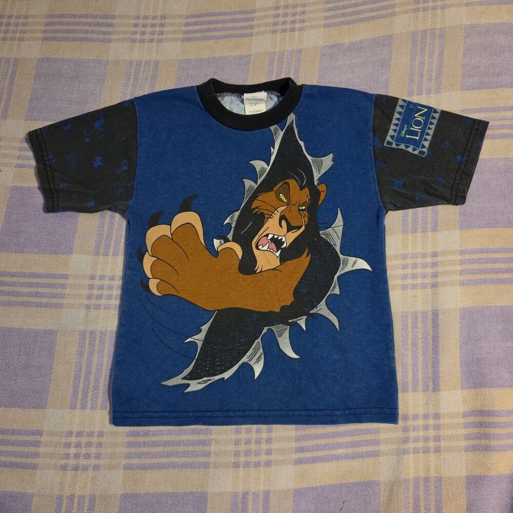 Vtg The Lion King Scar All Over Print Youth Kids Disney T Shirt RARE GRAIL 90s